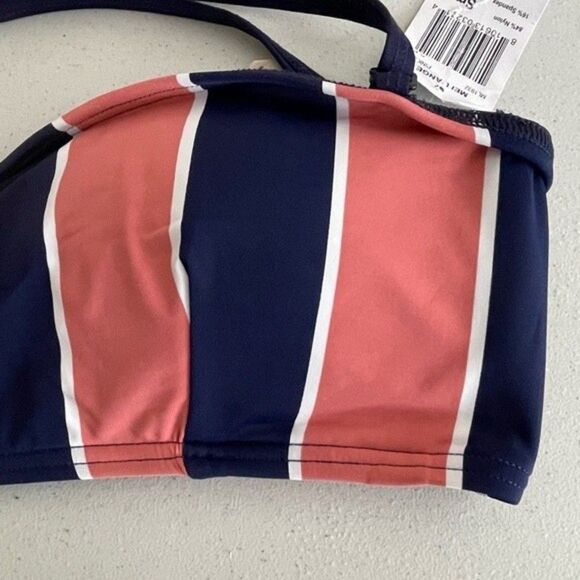 Mei L’ange Women's Micah Striped Blue Pink Bandeau Bikini Top Size Small New - Picture 5 of 12